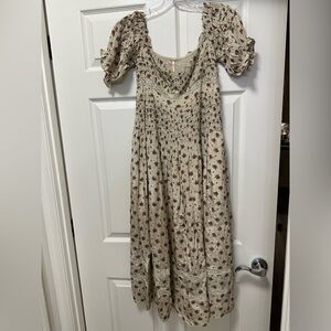 Free people Bali Juniper Smocked Sundress in a ditsy floral neutral print